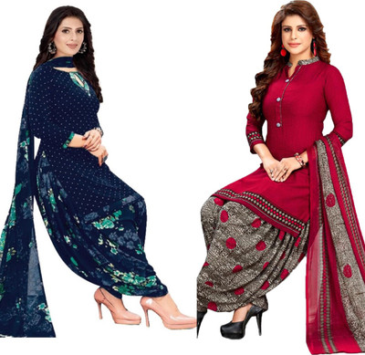YASHIKA Crepe Floral Print Kurta & Patiyala Material