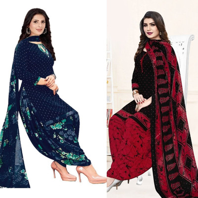 ANIRAV Crepe Checkered, Floral Print Kurta & Patiyala Material