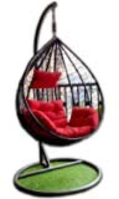 IIOF Single Seater|Swing Chair with Stand & Cushion Outdoor Indoor|Home Improvement Iron Hammock(Red, DIY(Do-It-Yourself))