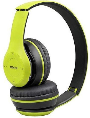 RECTITUDE ULTRA HD SOUND QUALITY MUSIC & GAMING WIRELESS HEADPHONE WITH AUX PORT & MP3. Bluetooth & Wired(Green, On the Ear)