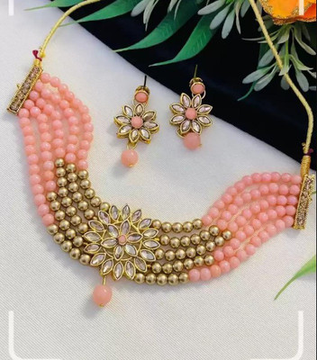 ABHRIK IMITATION Alloy Gold-plated Orange, Gold Jewellery Set(Pack of 1)
