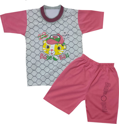 Siddhi Enterprises Baby Boys Casual T-shirt Shorts(pink)