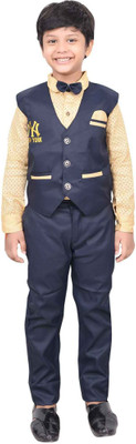 Kidzarea Boys Festive & Party Blazer, Shirt and Trouser Set(Dark Blue Pack of 1)