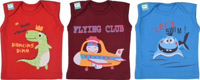 Funtus Baby Boys & Baby Girls Graphic Print Cotton Blend Regular T Shirt(Multicolor, Pack of 3)