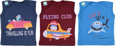 Funtus Baby Boys & Baby Girls Printed Cotton Blend Regular T Shirt(Multicolor, Pack of 3)