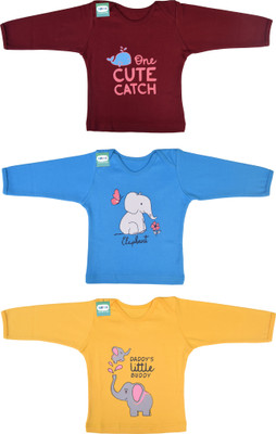 Funtus Baby Boys & Baby Girls Printed Cotton Blend Regular T Shirt(Multicolor, Pack of 3)