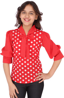 Cutecumber Girls Casual Georgette Top(Red, Pack of 1)