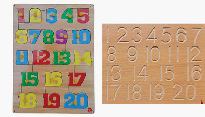 FireFlies Wooden Number Puzzle & Number Tracing For Kids (Pack of 2)(26 Pieces)