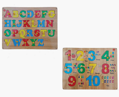 FireFlies Wooden Combo Capital Alphabet & Number Puzzle Learning Toy For Kids(Multicolor)