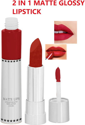 YAWI 2 IN 1 MATTE GLOSSY LIQUID AND CRYOAN LIPSTICK(HOT RED, 8 g)