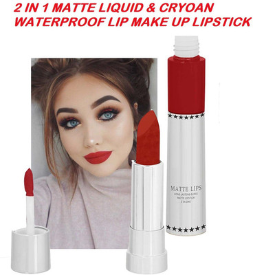 YAWI NEW 2 IN 1 MATTE GLOSSY LIQUID AND CRYOAN LIPSTICK(HOT RED, 8 g)
