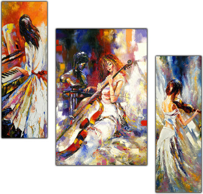 pnf Modern Abstract Art Set of 3 MDF Panel-0170- Digital Reprint 12 inch x 18 inch Painting(Without Frame, Pack of 3)