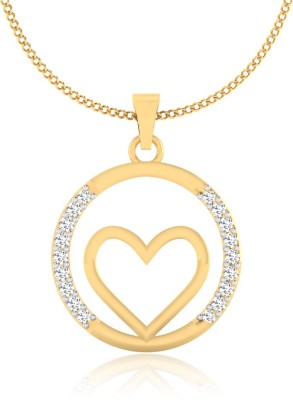 Iski Uski Store Inclined Heart Pendant Gold-plated Cubic Zirconia Sterling Silver Pendant