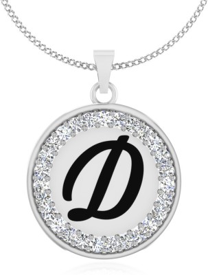 Iski Uski Store Splendid D Pendant Platinum Swarovski Crystal Sterling Silver Locket