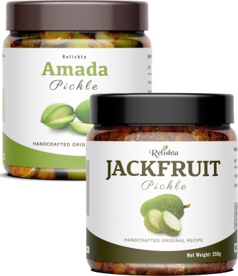 Relishta Jackfruit & Amada Pickle | Kathal Ka Achar (2x250G) Premium Less Oil Homemade Jackfruit Pickle(2 x 250 g)