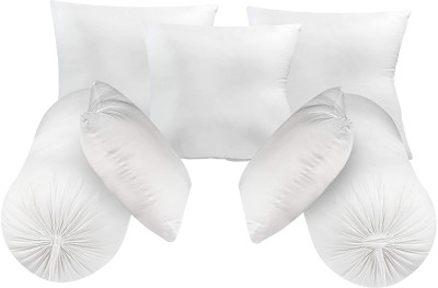 OneNonly Soft Cotton Diwan set of 7 Microfibre Solid Bolster Pack of 7(White)