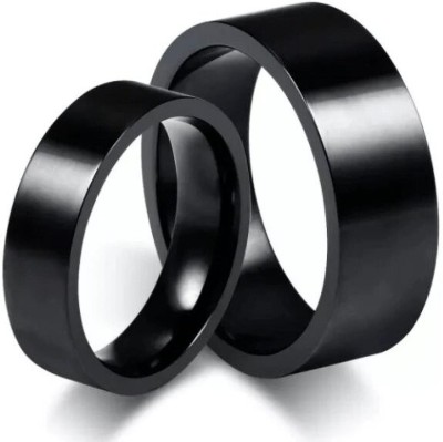 vien His & Her's Matching Set Black Brushed with Polished Edge Tungsten Carbide Ring Stainless Steel Sterling Silver Plated Ring Set