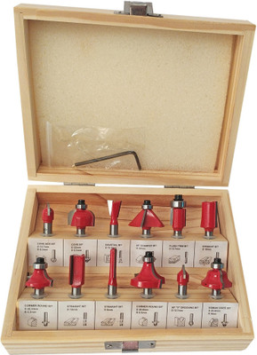 Inditrust 12Pcs Premium Quality Router Bit 6.35mm Router Bit Set With wood Case Shank Size 6.35mm Rotary Bit Set(12 Bits)