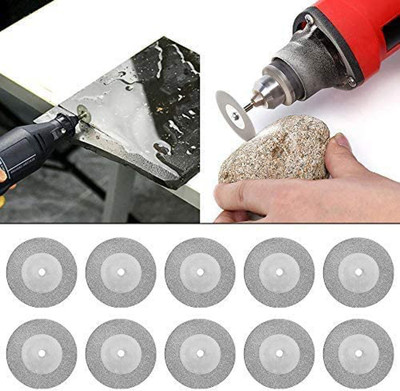 metrotools Emery Diamond Cutting Blades Drill Bit+2 Mandrel 10PCS 25mm Rotary Bit Set(10 Bits)