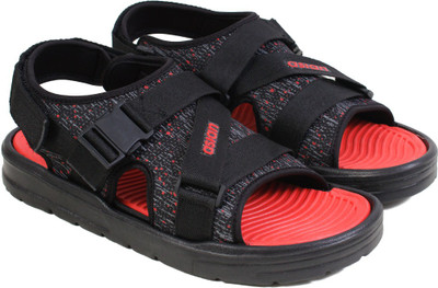 asian Men Sandals(Black, Red , 7)