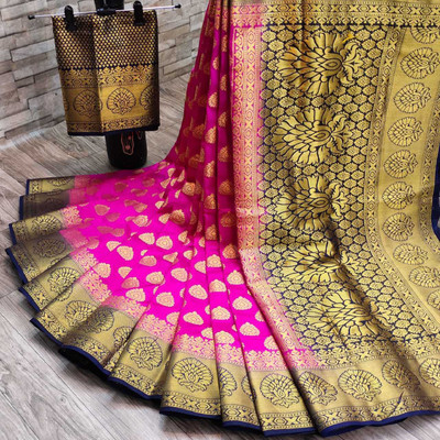 Classy Foriever Woven Kanjivaram Pure Silk Saree(Magenta)