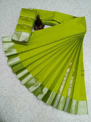 GOKUL TEX Self Design Kanjivaram Cotton Blend Saree(Light Green)