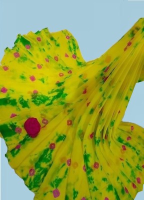 shree kalyan impex Printed Bandhani Chiffon Saree(Yellow)