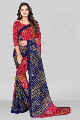 Leelavati Printed Bandhani Georgette Saree(Red)