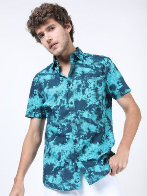 KETCH Men Printed Casual Green Shirt