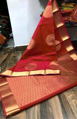 Amrut Collection Woven Banarasi Silk Blend Saree(Red)