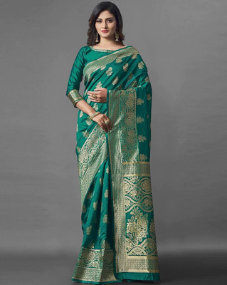 Ashopalav Sarees Woven Banarasi Jacquard Saree(Light Green)