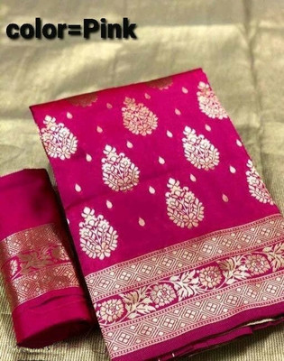 Amrut Collection Woven Banarasi Silk Blend Saree(Pink)