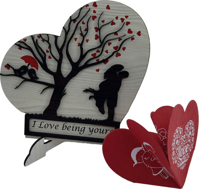 iMPACTGift I love being yours Best Couple frame for lovers Happy anniversary Birthday Gift Decorative Showpiece  -  17.5 cm(Wood, Brown, White)