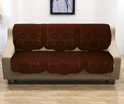 Flipkart SmartBuy Cotton 3+2 Seater Sofa Floral Cover(Pack of 6 Brown)