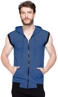 Moordale Solid Men Hooded Neck Dark Blue T-Shirt