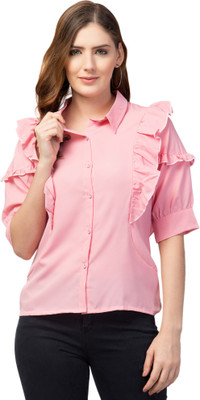 ATIMUNA Formal Solid Women Pink Top