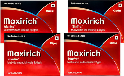 Maxirich Multivitamin and Minerals Softgel Capsule - 30 No (Pack of 4)(4 x 30 Capsules)