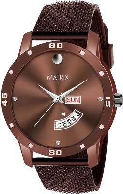 MATRIX DD-61-BR Neat Day & Date Brown Dial & Silicone Strap Analog Watch  - For Men & Women