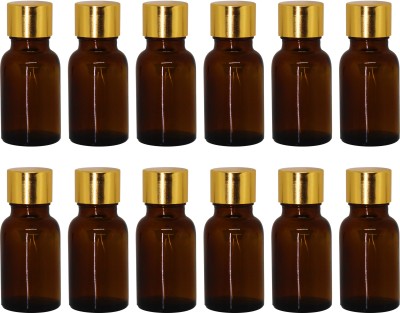 nsb herbals Amber Glass Bottle + Gold Seal Cap + Safety Plug for DIY Perfume, Oil Multi Use 15 ml Bottle(Pack of 12, Brown, Glass)