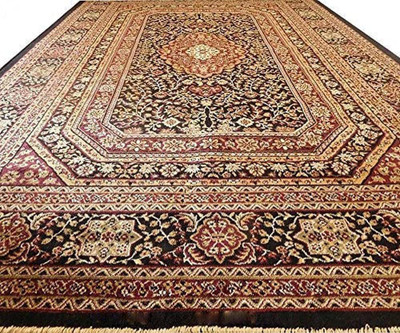 R CARPETS Black Silk Carpet(5 ft,  X 7 ft, Rectangle)