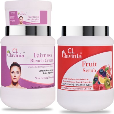 CLAVINIA Fairness Bleach Cream 1 Kg + Fruit Scrub 1000 ml ( Pack Of 2)(2 Items in the set)