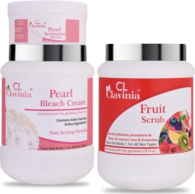 CLAVINIA Whitening Bleach Cream 1 Kg + Fruit Scrub 1000 ml ( Pack Of 2)(2 Items in the set)