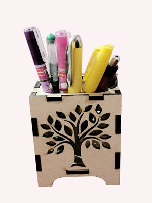 FINIXOP 1 Compartments WOODEN PEN STAND(Brown)