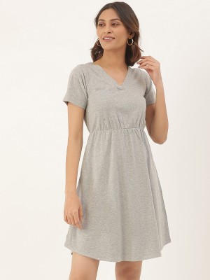 BRINNS Women Fit and Flare Grey Dress