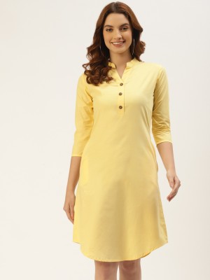 BRINNS Women A-line Yellow Dress