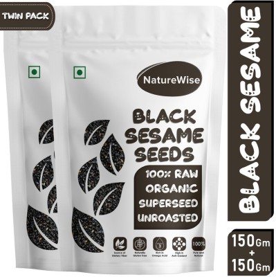 Naturewise Premium Quality Raw Kale Til (Black Sesame Seeds) 150-g X 2 Black Sesame Seeds(300 g, Pack of 2)