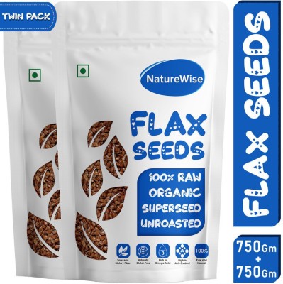 Naturewise Raw Flax Seeds, Healthy edible Seeds, Rich in Omega 3. Weight loss 750-g X 2 Brown Flax Seeds(1.5 kg, Pack of 2)