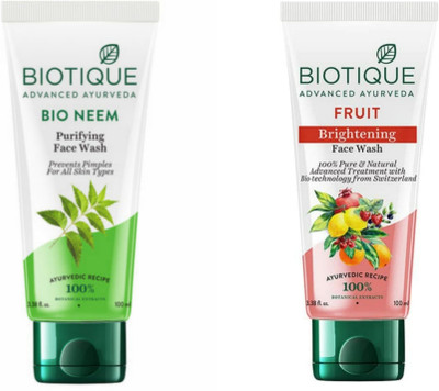 BIOTIQUE FRESH NEEM , FRUIT 100 ML (PACK OF 2) Face Wash(200 ml)