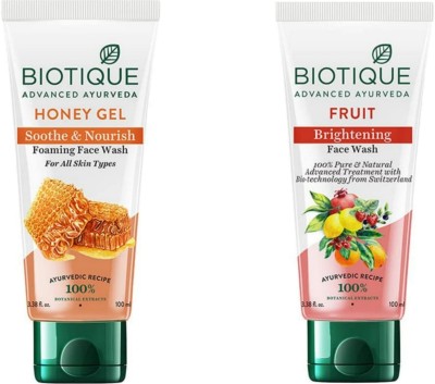 BIOTIQUE HONEY GEL , FRUIT 100 ML (PACK OF 2) Face Wash(200 ml)