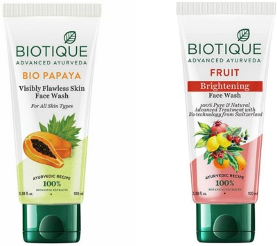 BIOTIQUE BIO PAPAYA , FRUIT 100 ML (PACK OF 2) Face Wash(200 ml)